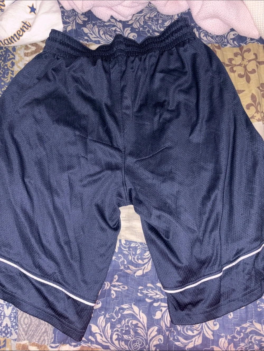 Nike Dark Navy Athletic Shorts with White Swoosh
